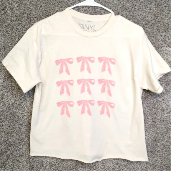 Tops - Vinyl Icons Pink Ribbon Coquette Bow T-Shirt Size S